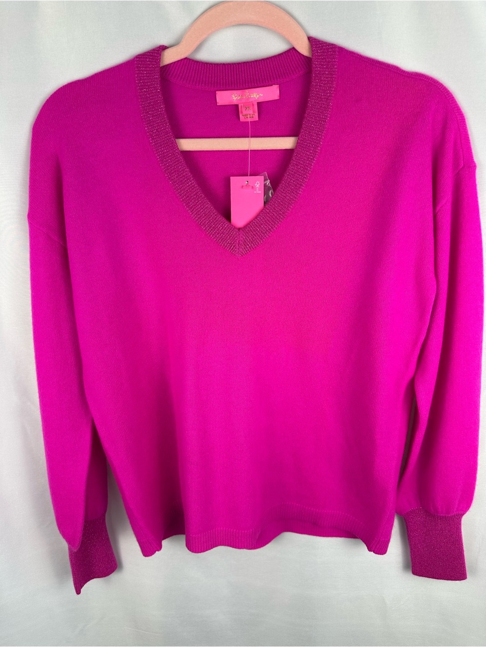 Lilly Pulitzer NWT, XS jasmine CASHMERE sweater, Bougainvillea pink, 008399597xs